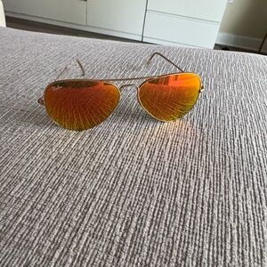 Ray-Ban Aviator Sunglasses with Red-Orange Lenses